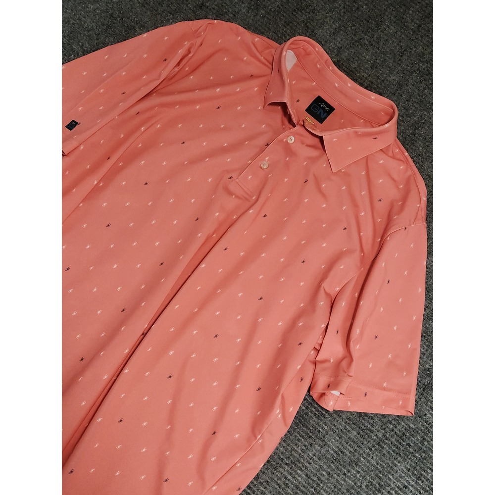 Greg Norman Play Dry Mens XL Golf Polo Shirt Coral Scorpion Print Short Sleeve